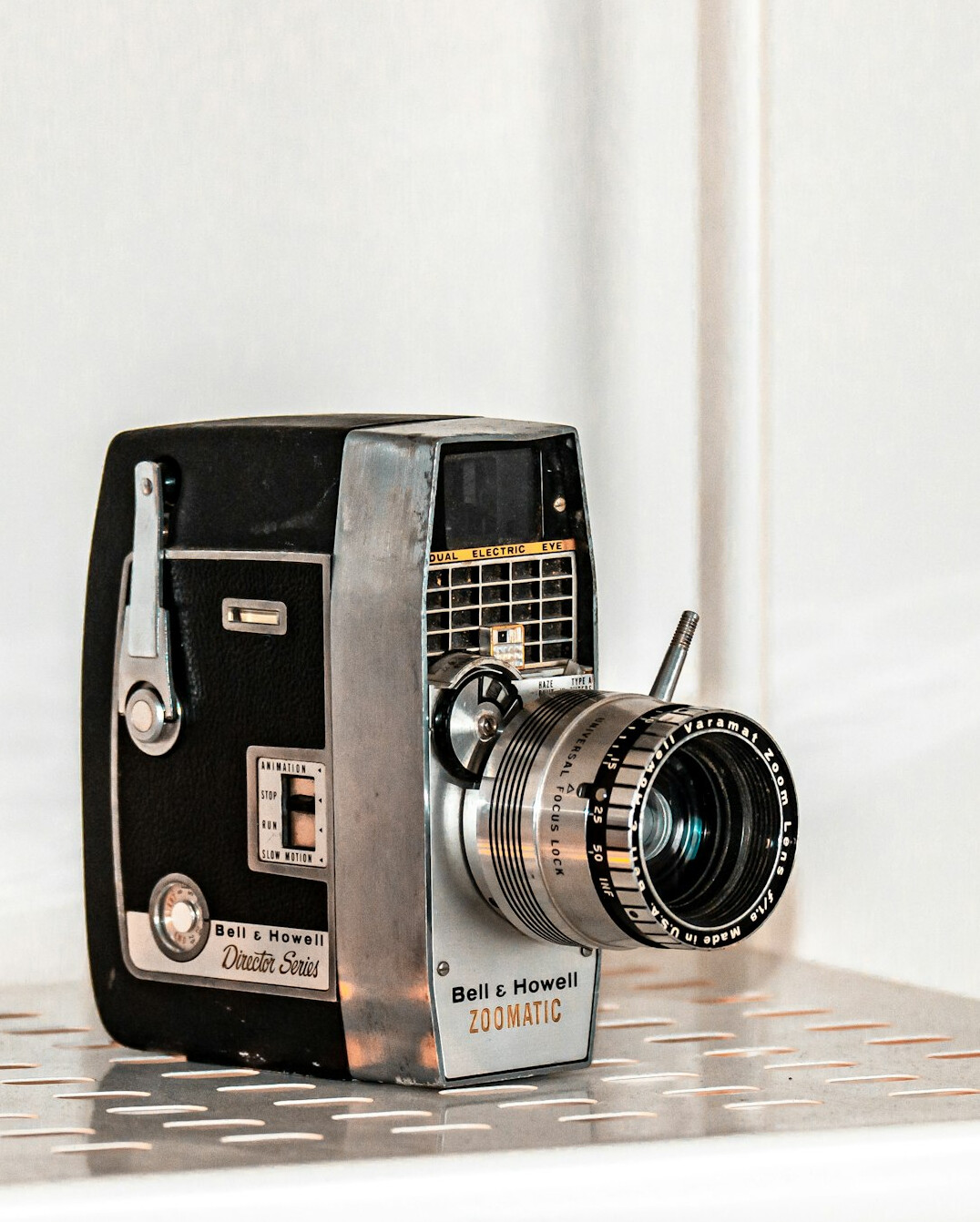 Vintage movie camera on a set